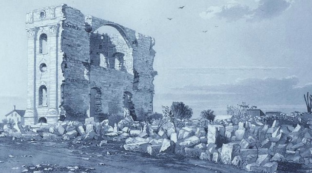 What happened to the Mormon temple property when the Mormons left Nauvoo?