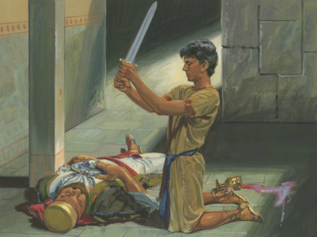 How did Nephi keep from getting blood on his clothes when he killed Laban?