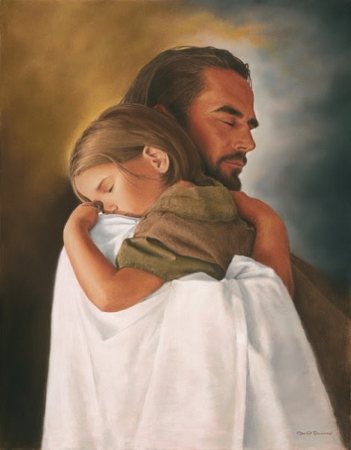 Mormon Jesus hugging child