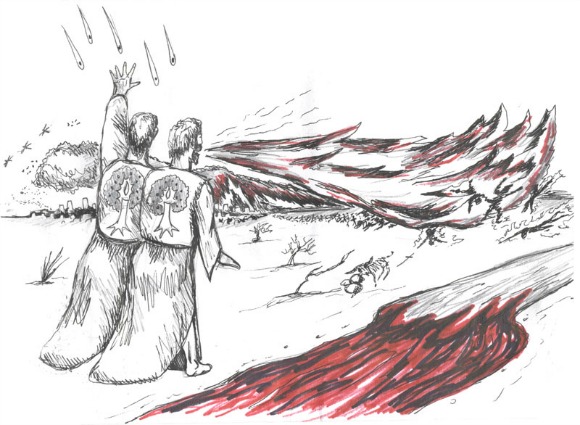 Black & Red Illustration of Two Men in Robes | Will The Two Witnesses Killed in Jerusalem Be Apostles From The LDS Church? | Ask Gramps | Two Prophets Killed in Jerusalem LDS