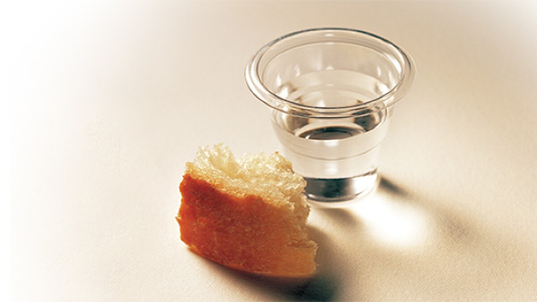 What does the bread and water in the Sacrament represent?