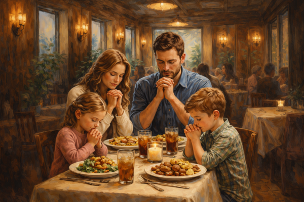 Are we discouraged from blessing our food when out in public?